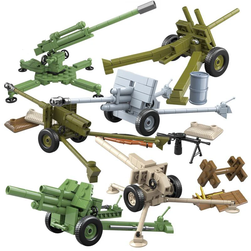 

6 шт. Вторая мировая война Военная Модель серия Вторая мировая война имитация артиллерии военное оборудование DIY строительные блоки кирпичи игрушки подарки