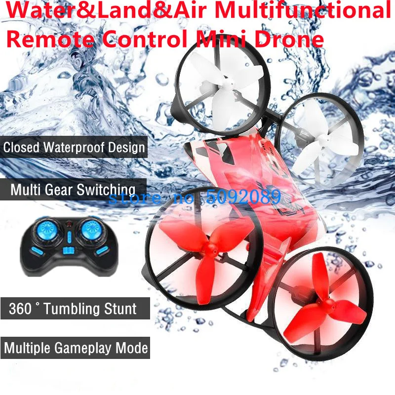 Outdoor Water & Land & Air 3 In 1 Rc Stunt Drone 360 ° Roll Waterproof Cool Design Fast Slow Gear Switching Telecomando Quadcopter