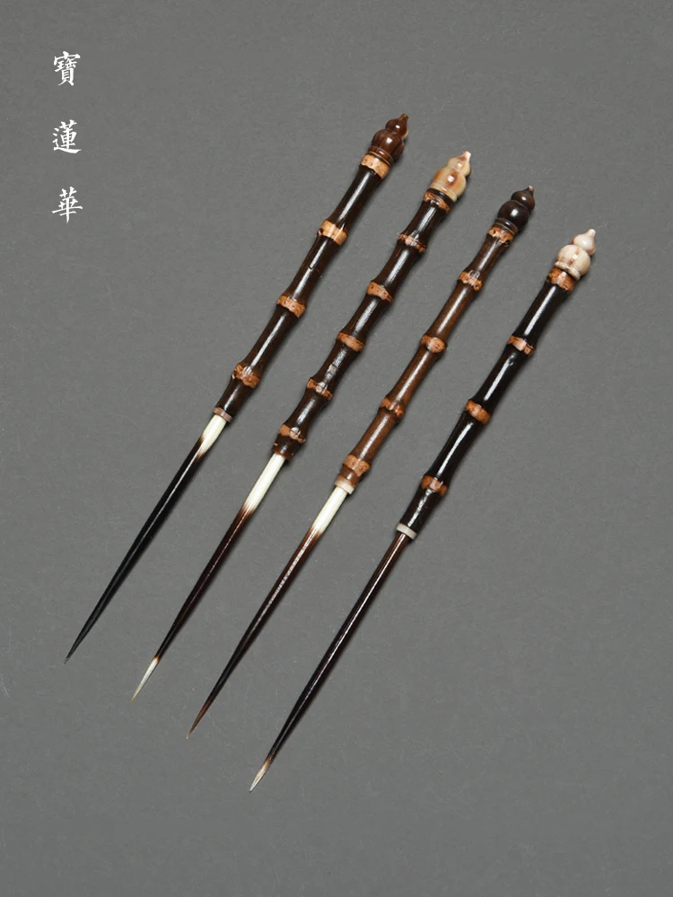 보라색 대나무 손잡이 차침(꽃무늬가 새겨진 물소뿔 차주걱) 차 스크레이퍼 차 주전자 입구 차놀이 차 도구 차 기예용품