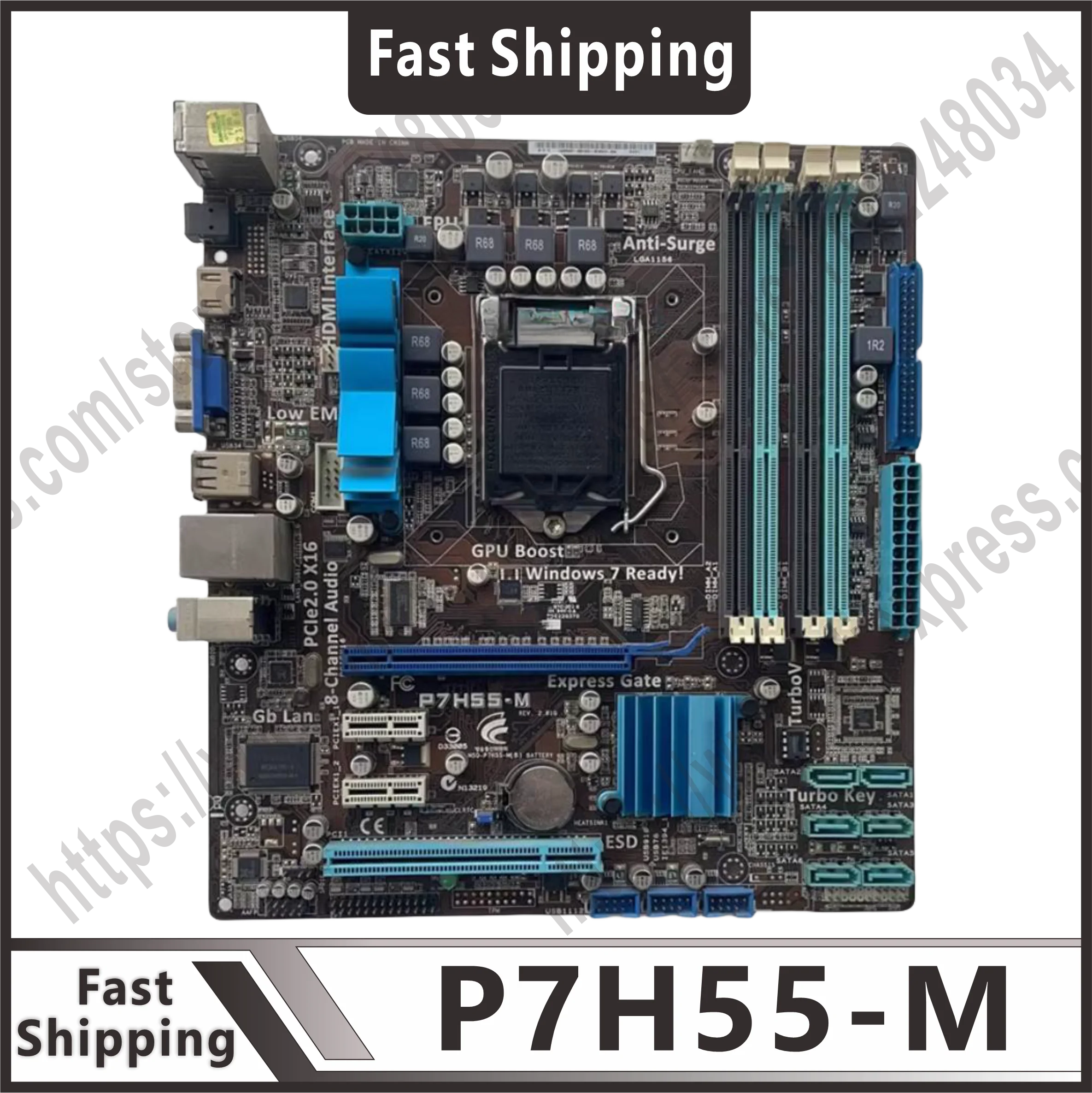 100% tested P7H55-M motherboard LGA 1156 DDR3 16GB suitable for