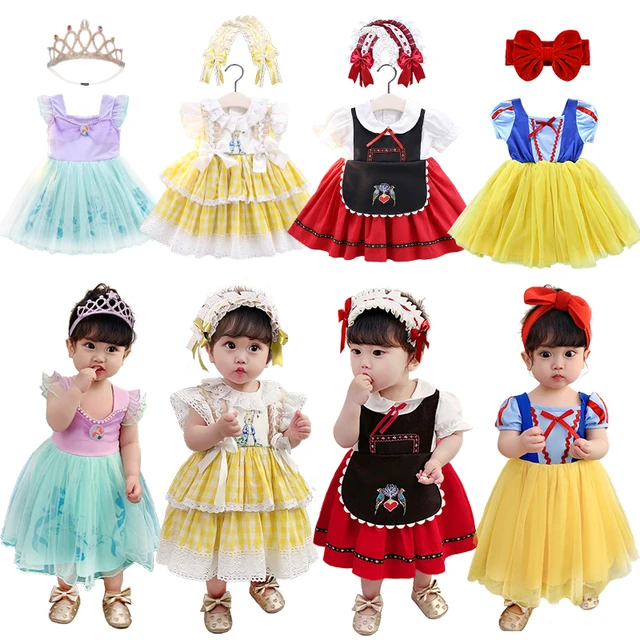 Ropa para niñas pequeñas de 1 año, bonito vestido de 2 ° cumpleaños,  vestido de fiesta de princesa, disfraz de Blancanieves, bata infantil -  AliExpress