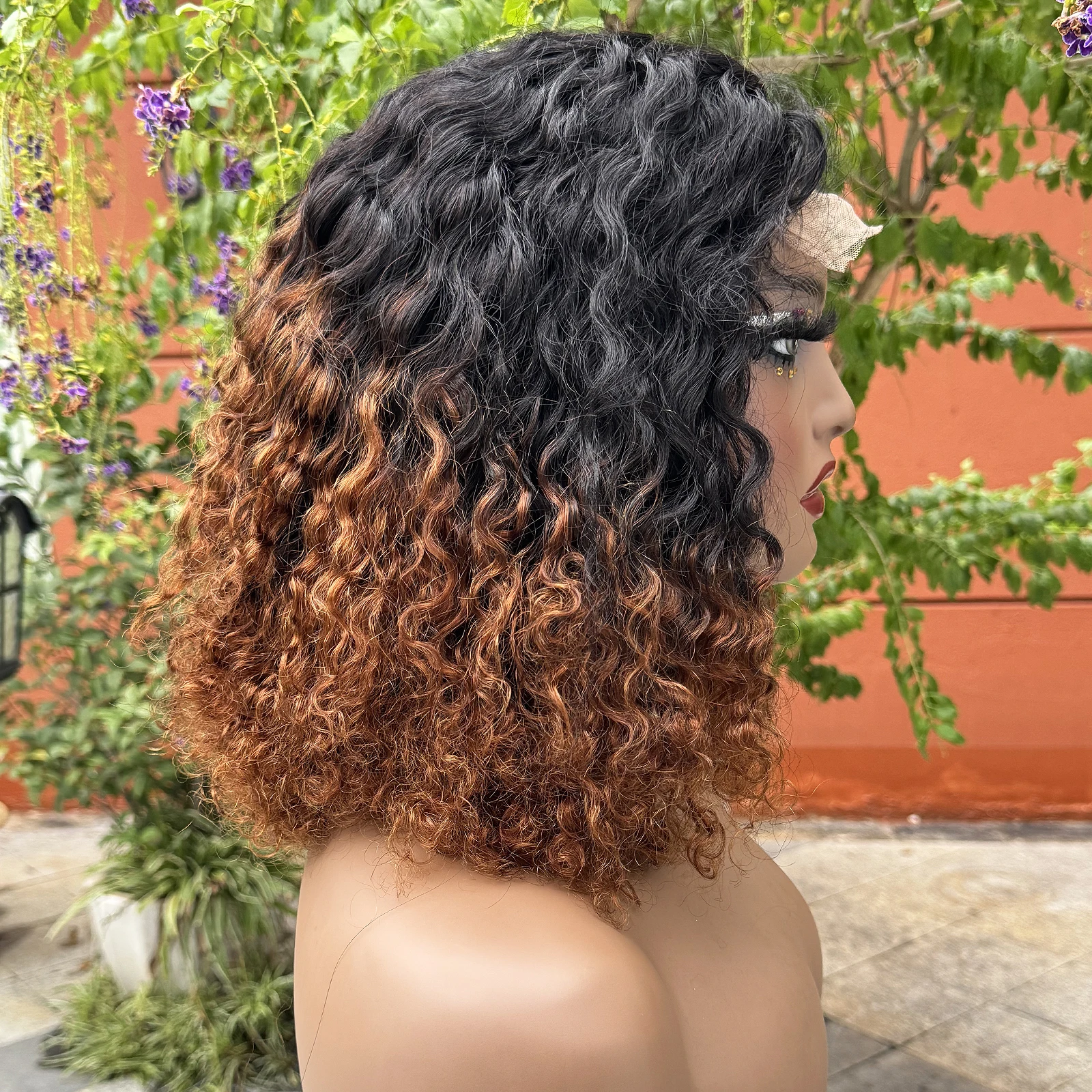 Short Bob Water Wave Human Hair Wigs 4x4 Transparent Lace Closure Wig 250% Density Curly Wavy Remy Hair Wig for Black Women 5