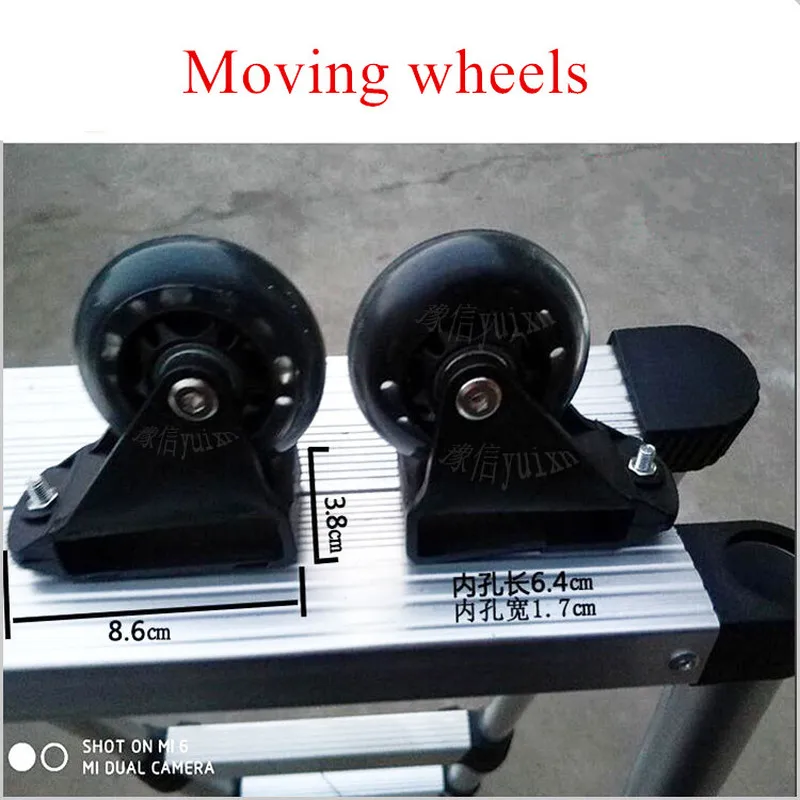 

2 pieces easy ladder heavy duty caster telescopic folding stepladder nylon auxiliary movable wheels Transport shifter remover