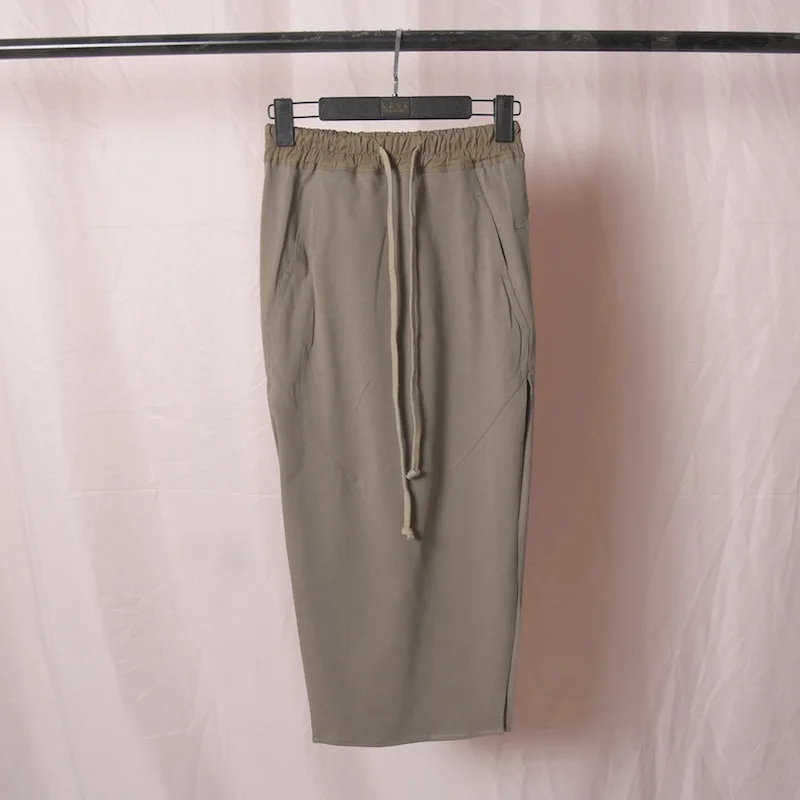 

Rick Bilateral Slit Skirt Ro Owens Pure Cotton Plain Weave Women's Sexy Skirt European and American Midddle Length Skirt
