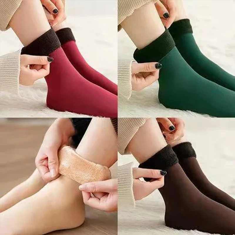 1/6pair Men Women Socks Winter Warm Snow Socks Thickened Socks Add Velvet Unisex Socks Lolita Dew Ankle Bare Fun Kawai Sox Boots
