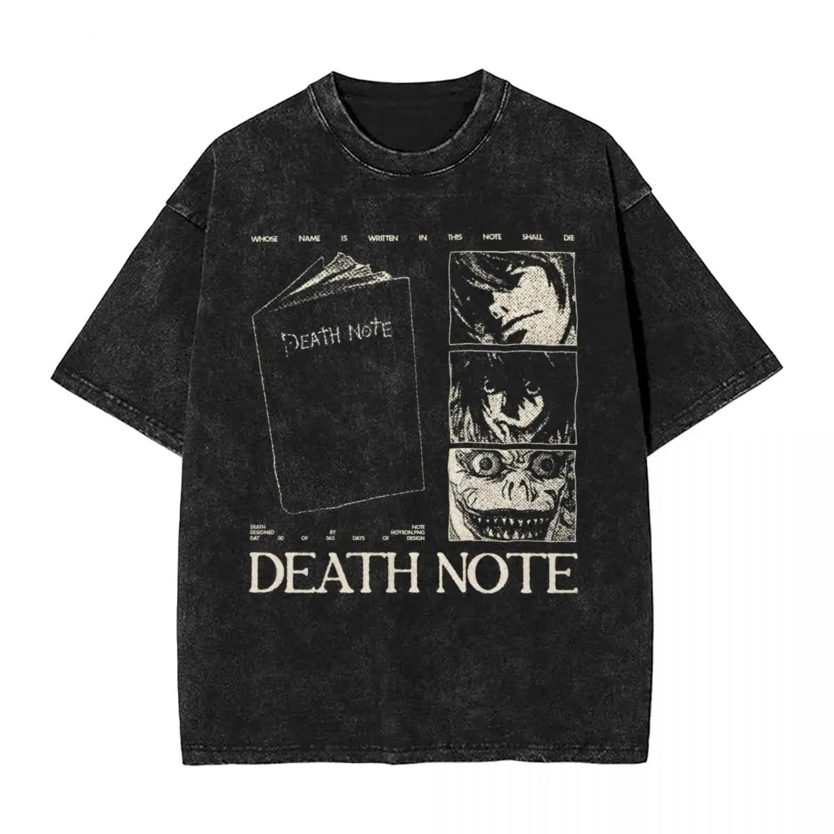 Death Anime Notes Japanese Washed T Shirt Streetwear Hip Hop T