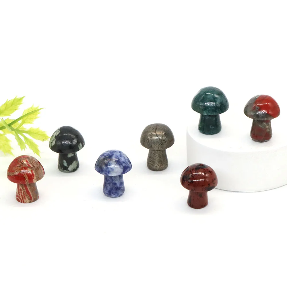 크리스탈 버섯 동상 천연석 조각 자수정 석영 장식, 식물 장식, 미적 방 수족관 장식 선물, 20mm
