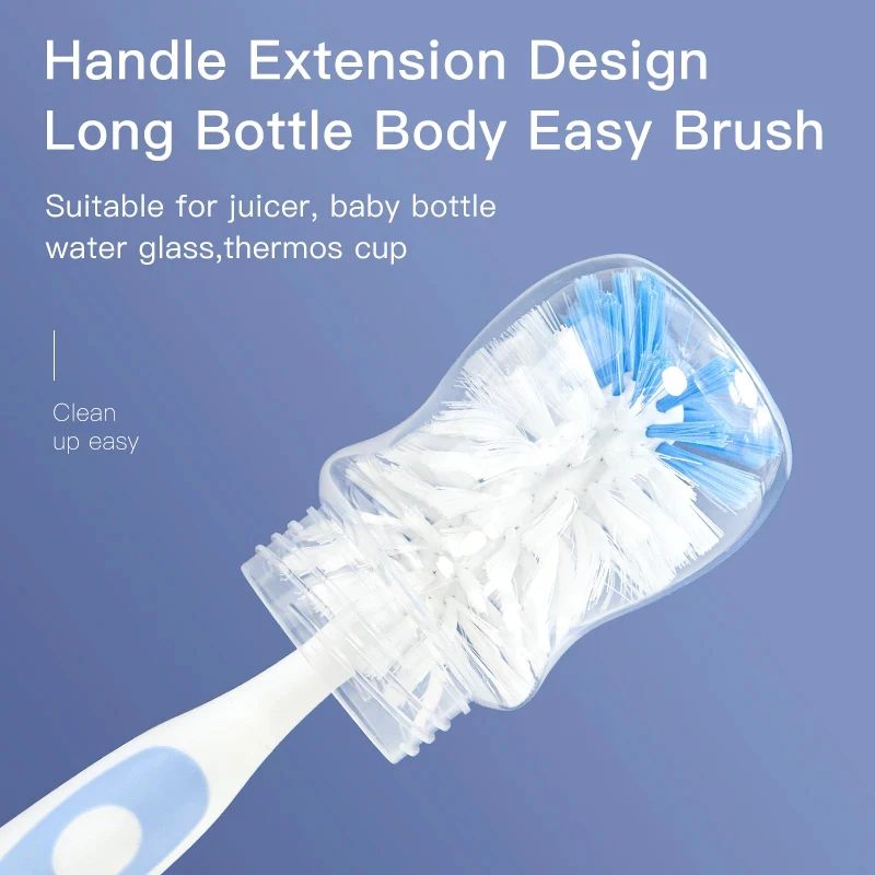 Bottle Cleaning Brush Set 2-in-1 Nylon Bottle & Cup Cleaning Brush Suction Cup Feeding Type