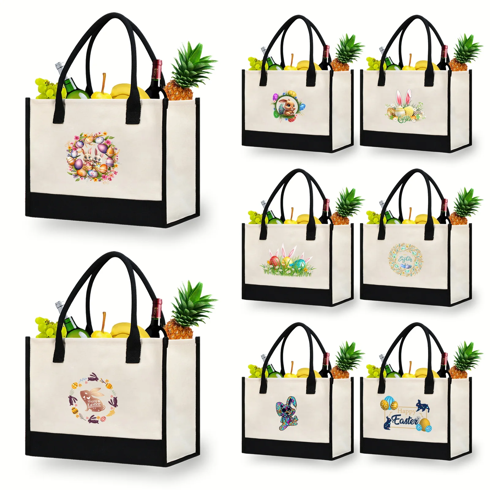 

Easter Pattern Canvas Bag Women's Handbag Large Capacity Storage Bag Leisure Bag Organizer Bag Large Capacity Handbag