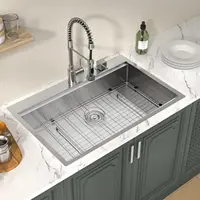33 Drop In Kitchen Sink Workstation -  33x22 Kitchen Sinks Drop In Stainless Steel 16 Gauge Single Bowl Handmade 2
