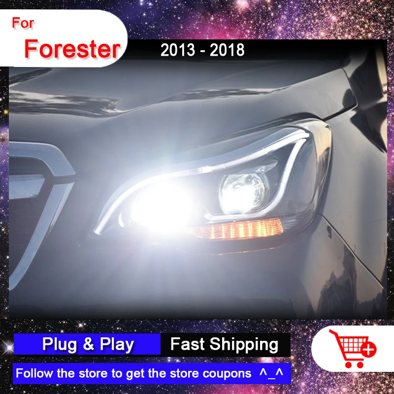 SUBARU Forester용 업그레이드된 자동차 헤드라이트, 2013 2018 LED DRL 전방 신호등, 바이 크세논 렌즈 프로젝터, 자동차 액세서리