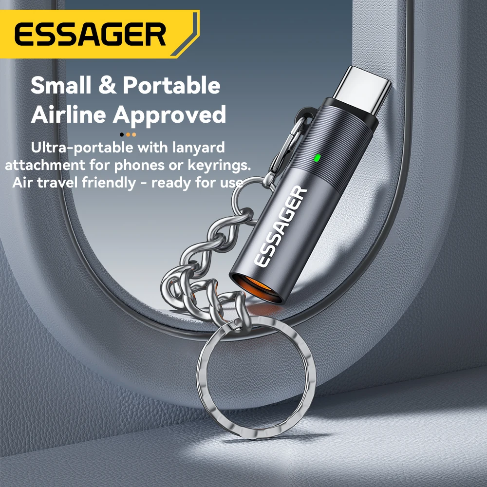 Essager USB Type C Cigarette Lighter Tungsten Wire Blowing Safety for Air Travel No Flame Auto Shut-Off Typec Cigarette Lighter