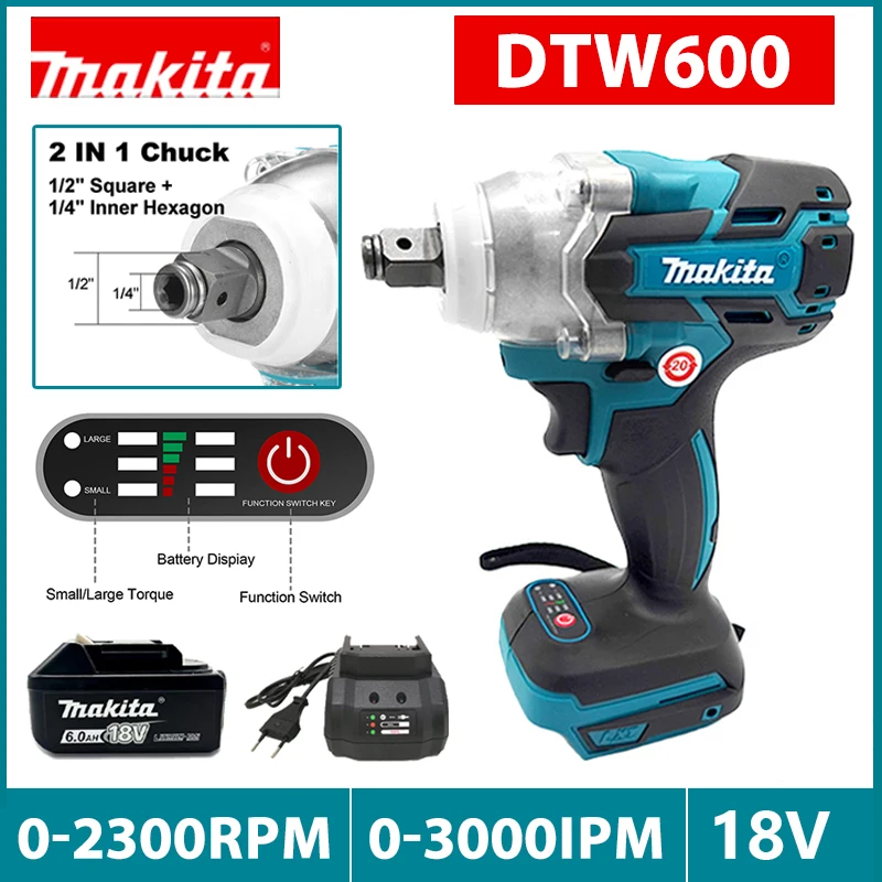 

Makita DTW600 беспроводной ключ 18V бесщеточный Электрический ударный гайковерт 1/2 дюймов для ремонта автомобиля только инструмент для батареи Makita 18V