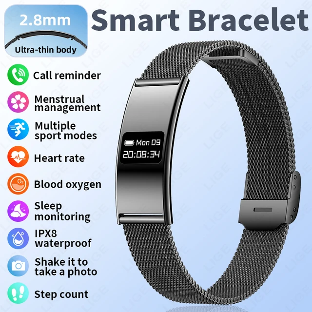 LIGE New Smart Bracelet Ultra-thin Heart Rate Blood Oxygen Sleep Monitoring Waterproof Smart Watch Sports Women Men Smart Band