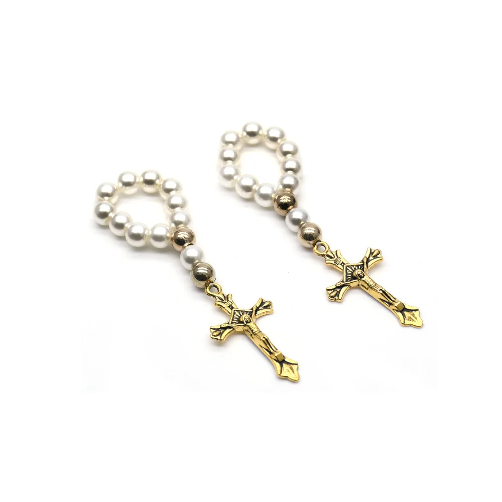 Catholic Cross Finger Chain Mini Rosary Finger Baptism Rosaries