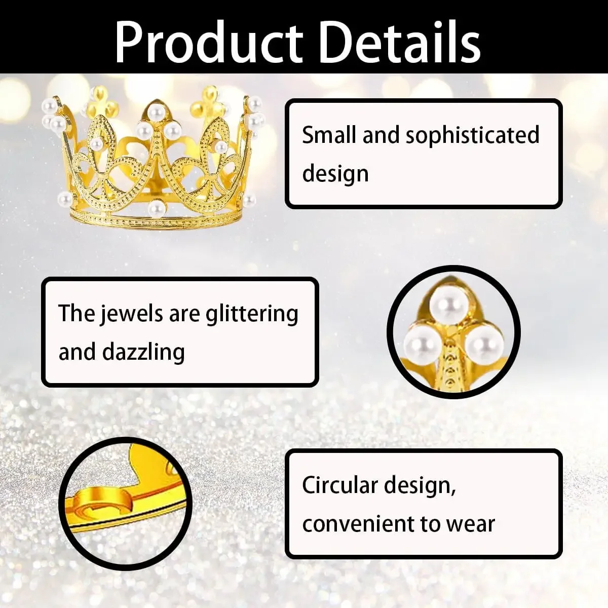 5/25Pcs Mini Golden Plastic Crowns for Craft Decoration, Cake Decor, Princess Queen Cro... - SKU PCCD1557 - UGI Packaging