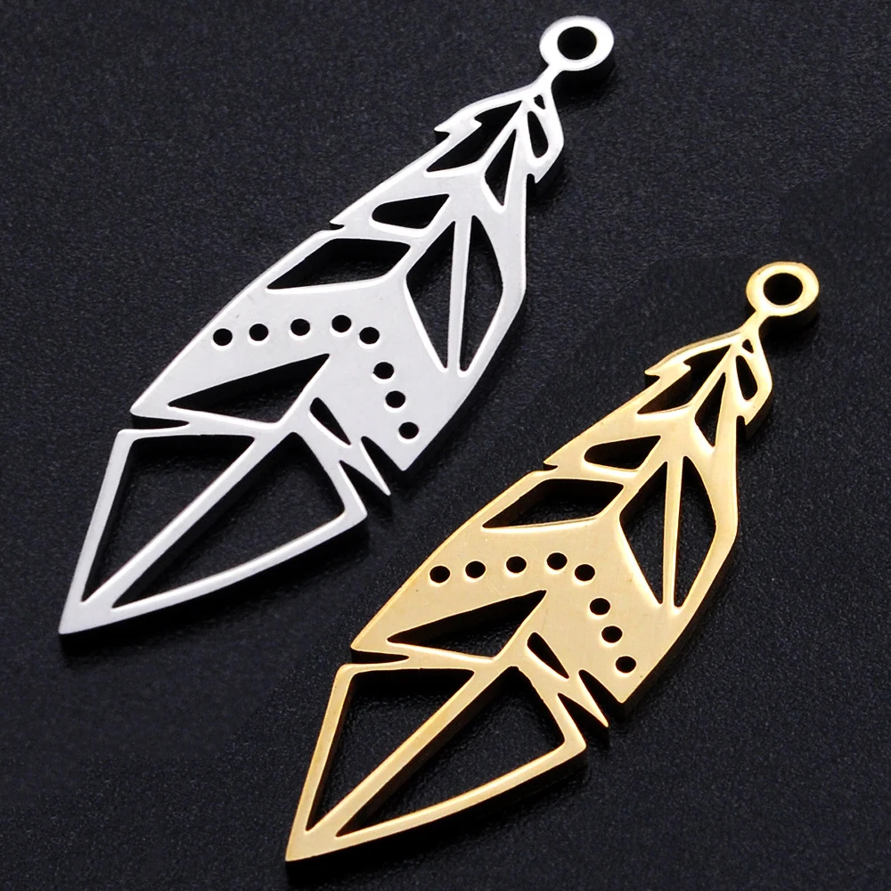 

WZNB 5Pcs Leaf Charms Geometry Frame Stainless Steel Pendant for Jewelry Making Handmade Earring Necklace Diy Accessories