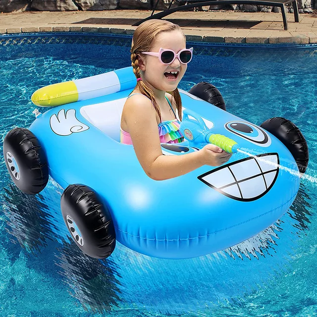 Water Inflatable PVC Car Floating Row Children's Summer Outdoor Toys Water Party Multiplayer Interactive Game Water Gun Set XPY 2