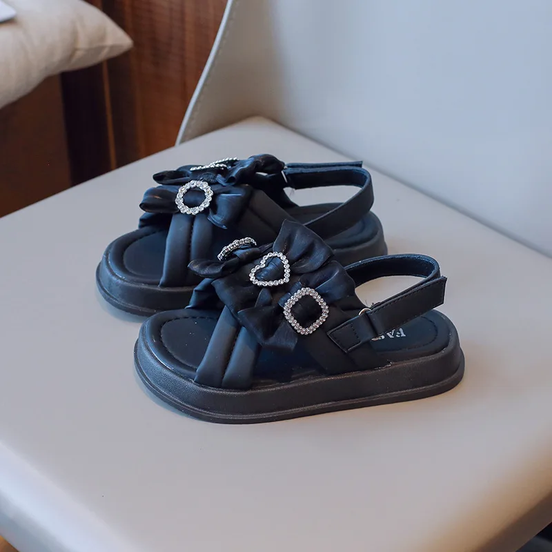 Girls' Slippers Summer New Sandals Breathable Bow Children's Soft Sole Beach Shoes Princess