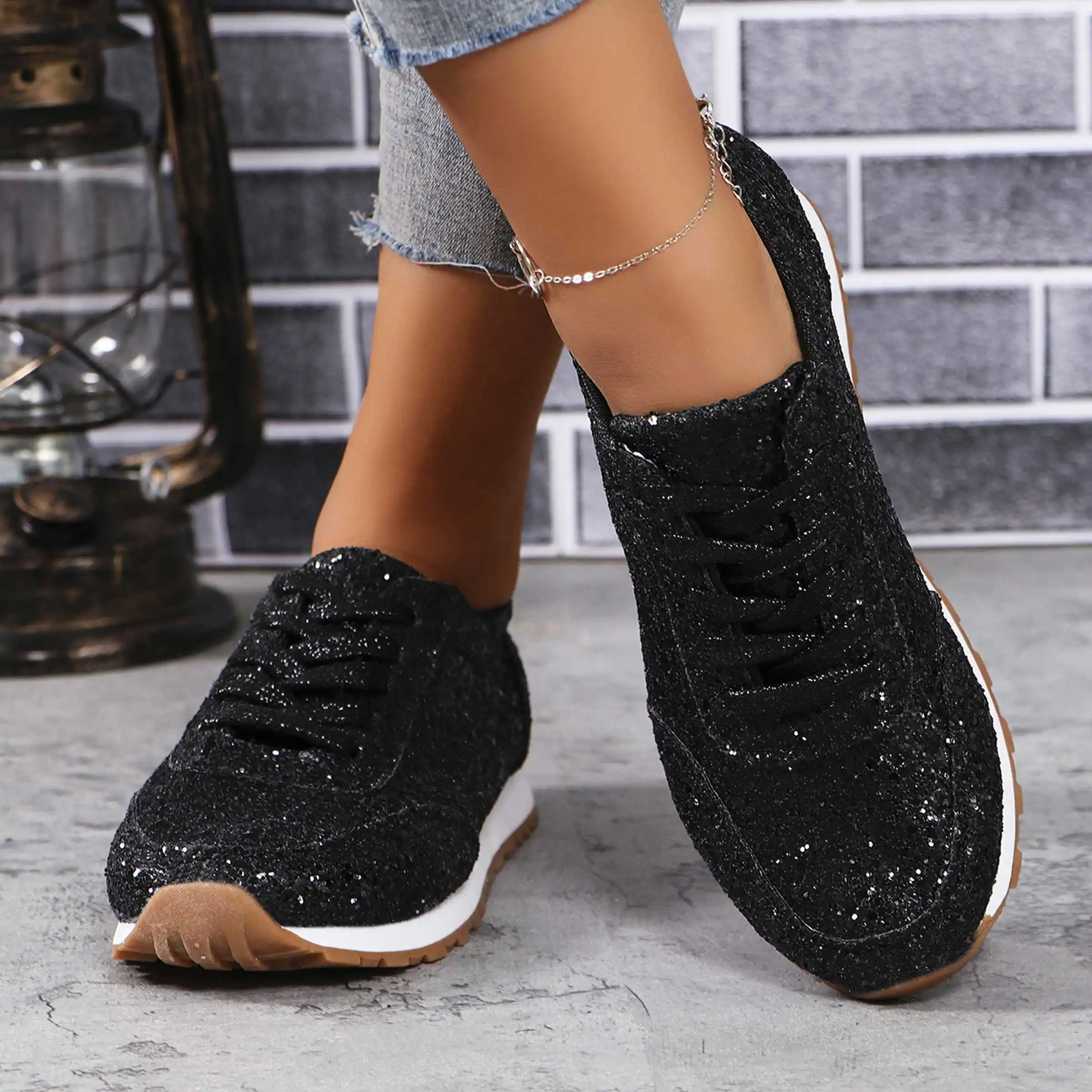 New Trend Women Casual Shoes Women Fashion Spring Autumn Sequin Sneakers Women Shallow Platform Vulcanize Shoes Zapatillas Mujer