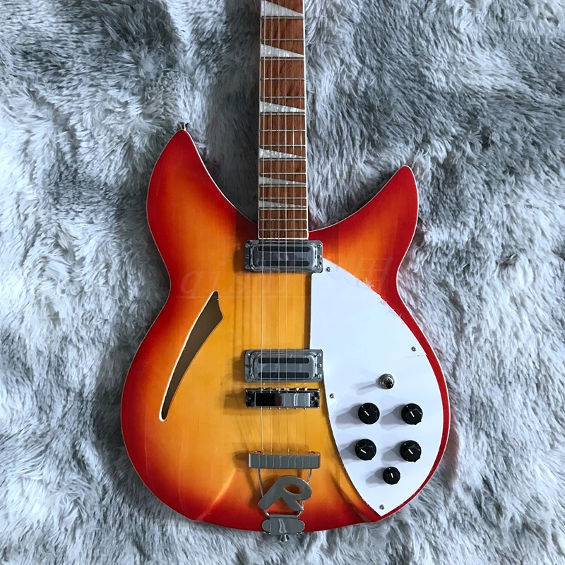 2022! Chitarra Elettrica A 6 Corde Cherry Sunburst Rickenback Half Hollow Body Roger Limited Edition 6-String Ricken Guitarra