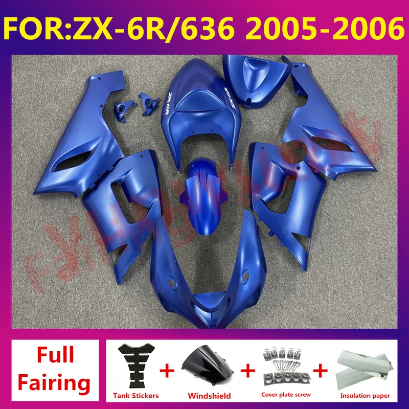 

New ABS Motorcycle Fairing kit Fit For kawasaki ZX6R 636 ZX-6R zx-6 2005 2006 05 06 full fairings kits bodywork zxmt set blue