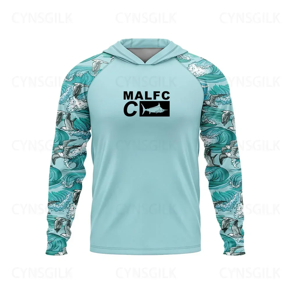 MALFC Women Men Hood Fishing Shirt long sleeve fishing t shirt uv protection Fishing Apparel