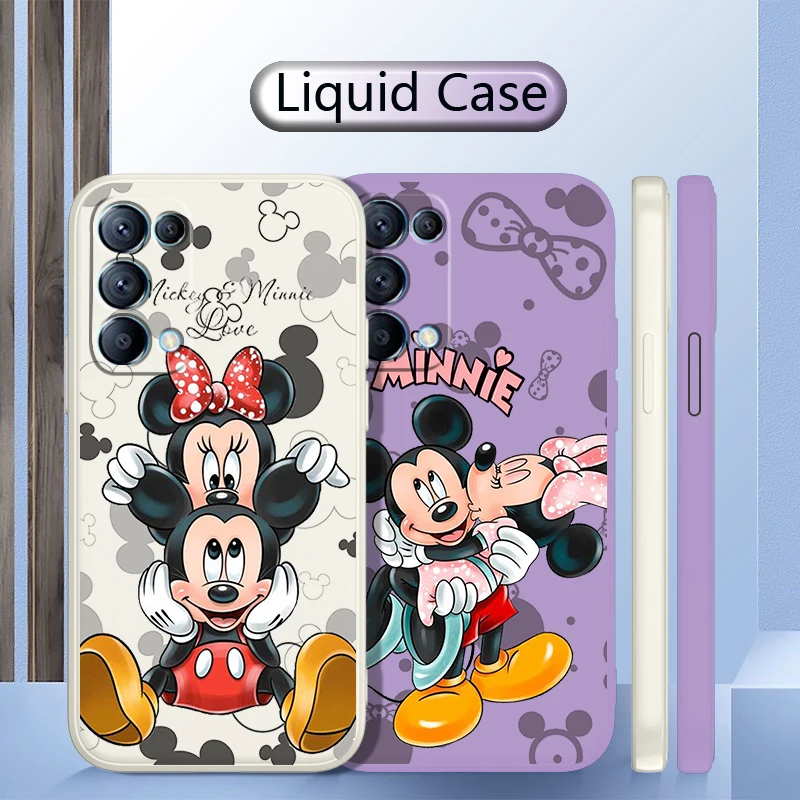 

Disney Mickey Minni For OPPO Find 9 8 X5 Pro X3 Pro X2 Neo 7Z 6 4 Pro SE Lite 4G 5G Liquid Rope Silicone Phone Case