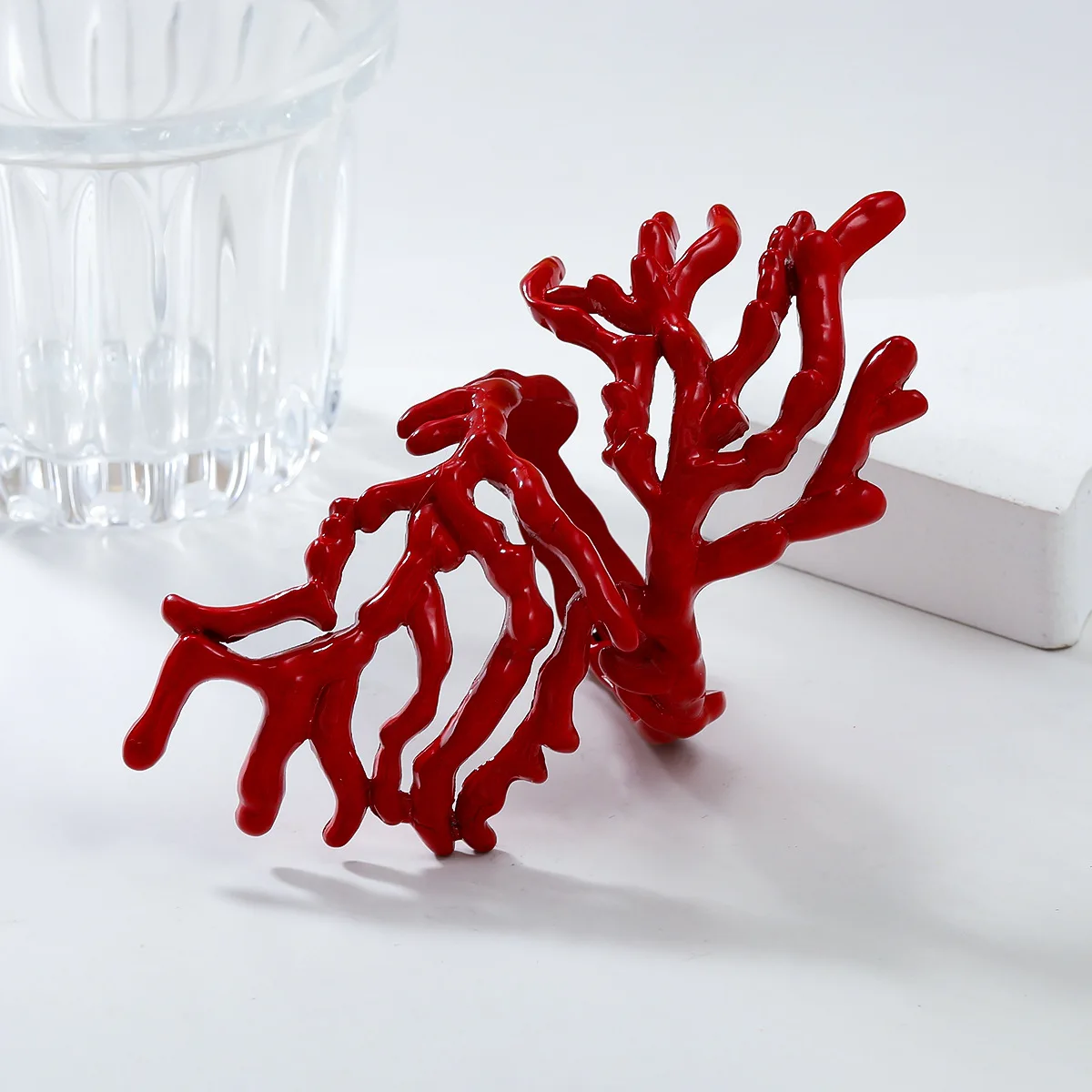Ocean Style Coral Hollow Necklace, Bracelet, Ring Set,New Fashion Jewelry Adjustable Elastic Bracelet Accessories Unique Gift 5