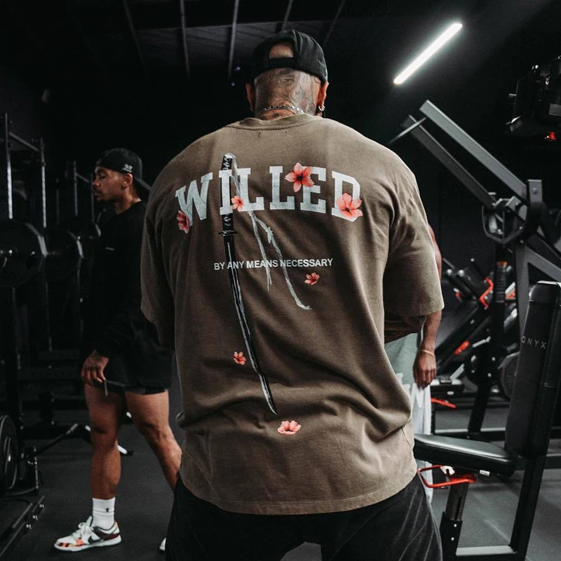 

Новинка лета 2023, Спортивная повседневная мужская футболка большого размера 280 г, 100% чистый хлопок, с круглым вырезом и коротким рукавом, для спортзала, бега