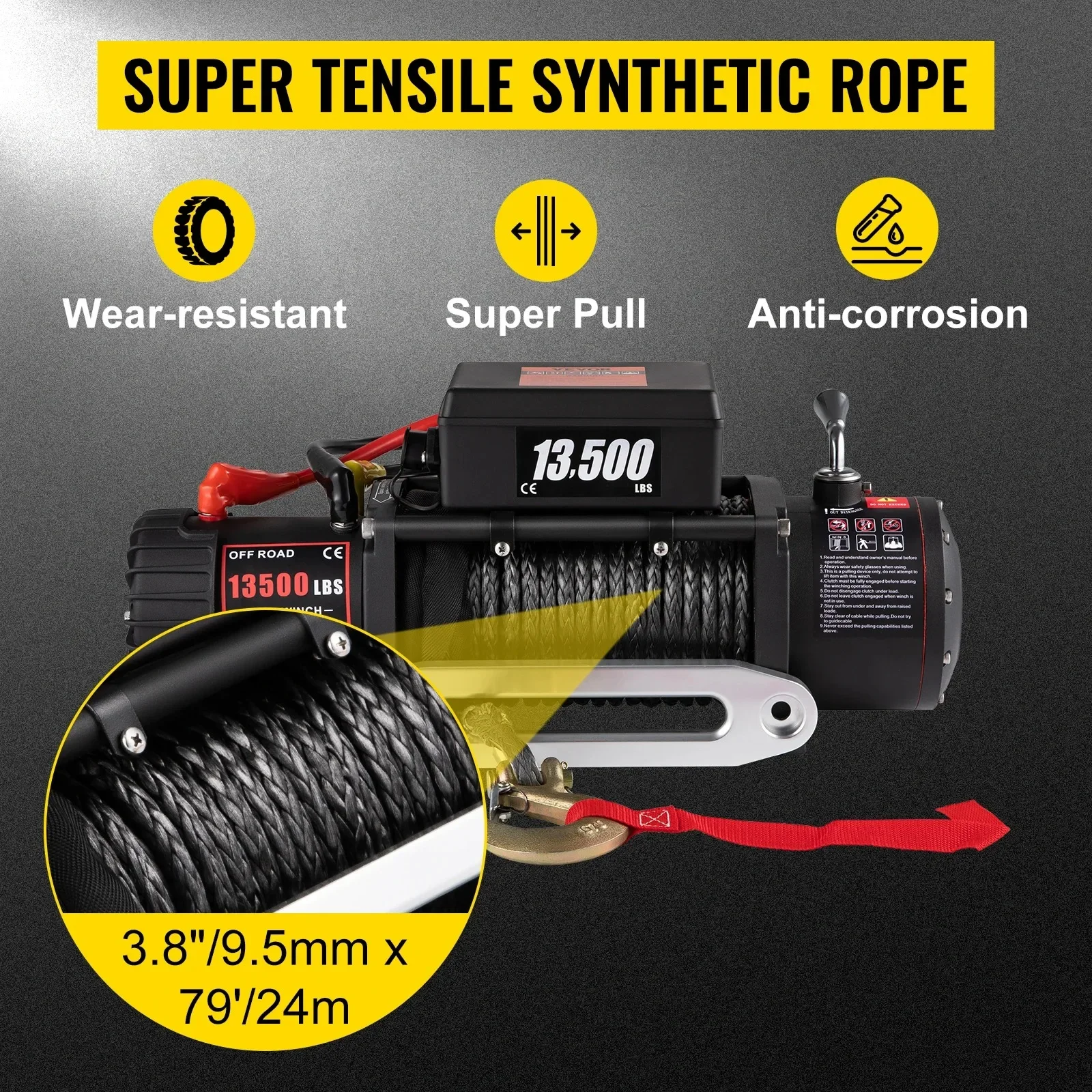 JH 12V 13500LBS Electric Truck Winch Vehicle Mounted Self Rescue Crane for Off-r
