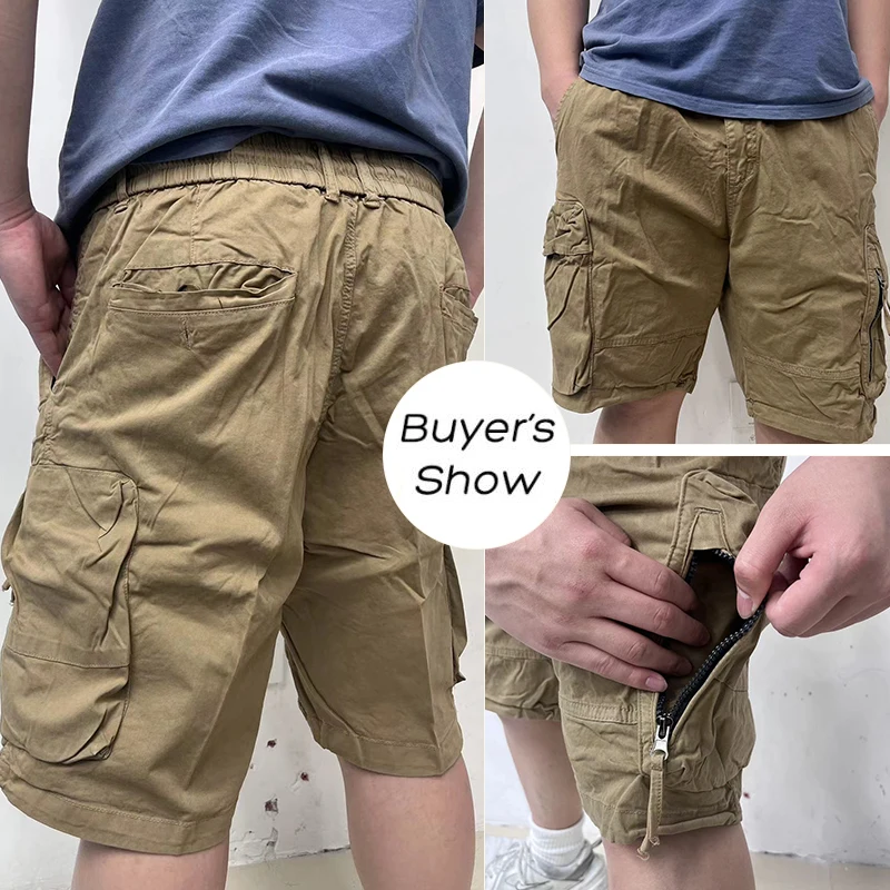 Shorts Cargo Homme En Coton - Coupe Baggy, Multi-poches, Confortable Décontracté