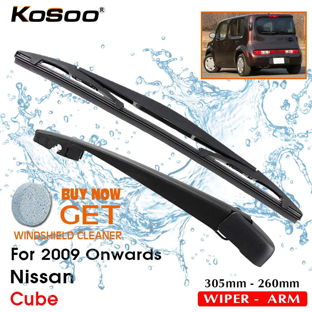 

KOSOO Авто Задние лезвия для Nissan Cube,305 мм 2009 года задние оконные стеклоочиститель лезвия рычаг, аксессуары для стайлинга автомобилей