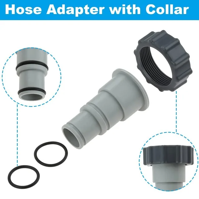2Db Medence Tömlő Adapter Gallérral A Föld Feletti Úszómedence 1,5 "És 1,25" Az Intex Menetes Csatlakozáshoz Szivattyúk Dugattyú Szelephez - Image 3