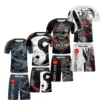 Cody Lundin Short Sleeve BJJ Rashguard T-shirt+ MMA Shorts 2pcs/set Kickboxing Men Grappling Gym Sport Training Westling Wear 1