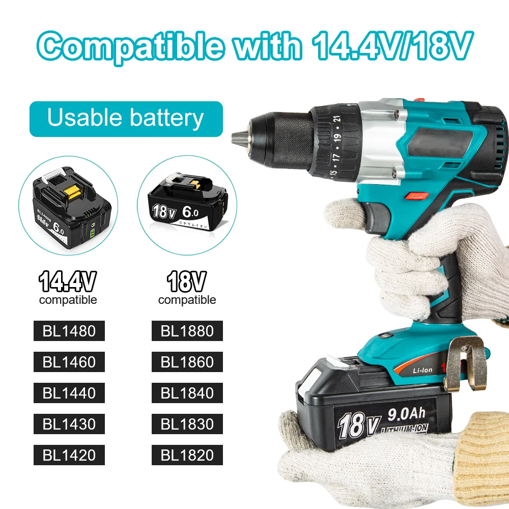 6.0AH Battery Drill Machine Cordless Screwdriver Rechargeable Hand Drill  Machine Hammer Drill Impact Electric Woodworking Tools - AliExpress