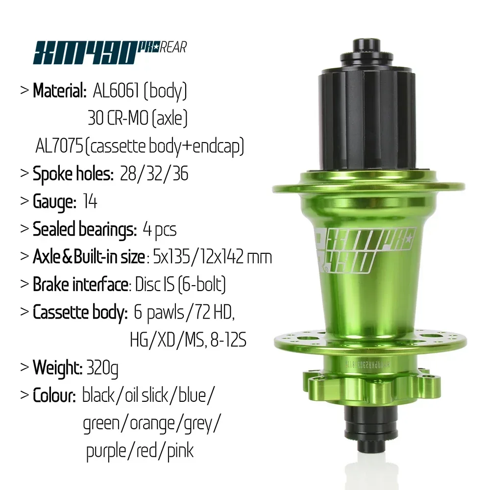 Mtb Rear Hub 28 32 36 Holes 10*135mm QR 12*142mm Thru Axle Cubes