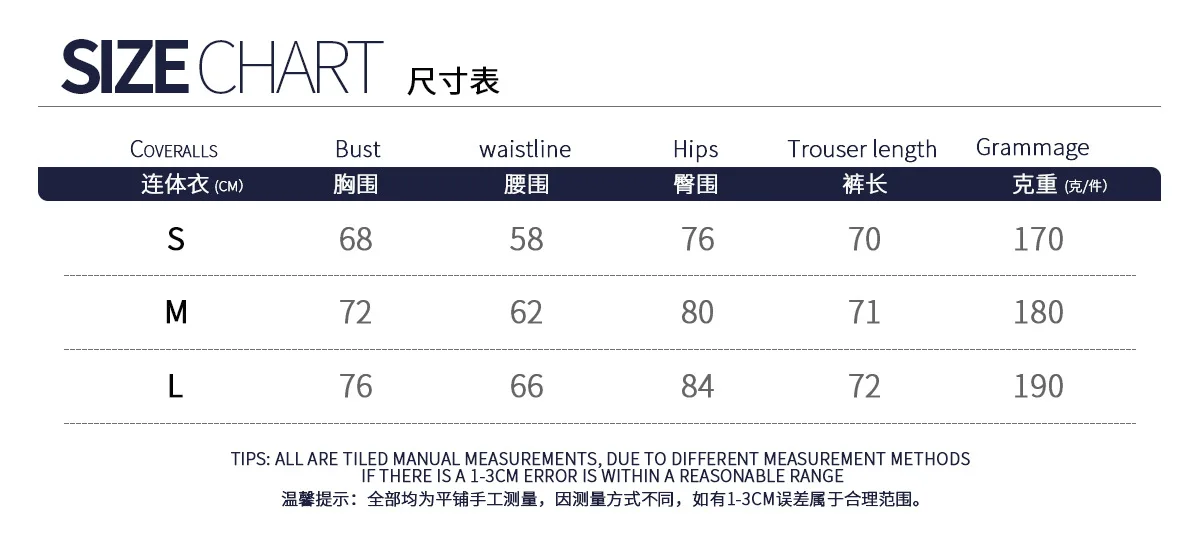 Size chart and fit details
