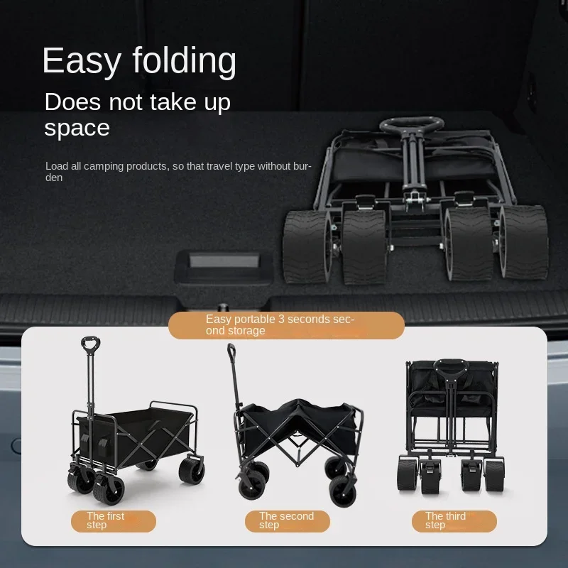 Foldable Trolley on Wheels Camping Trolley Cart Transport Trolleys Chariot Pliant Electric Bike Folding Cargo Cart