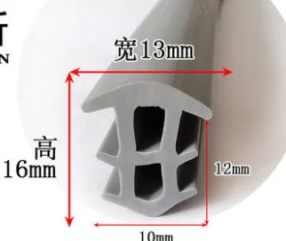 Gap Cover Rubber T Strip Glass Metal Wood Edge Encloser Shield Car Cable Solar Photovoltaic Panels Seals Strip 13x16mm Grey