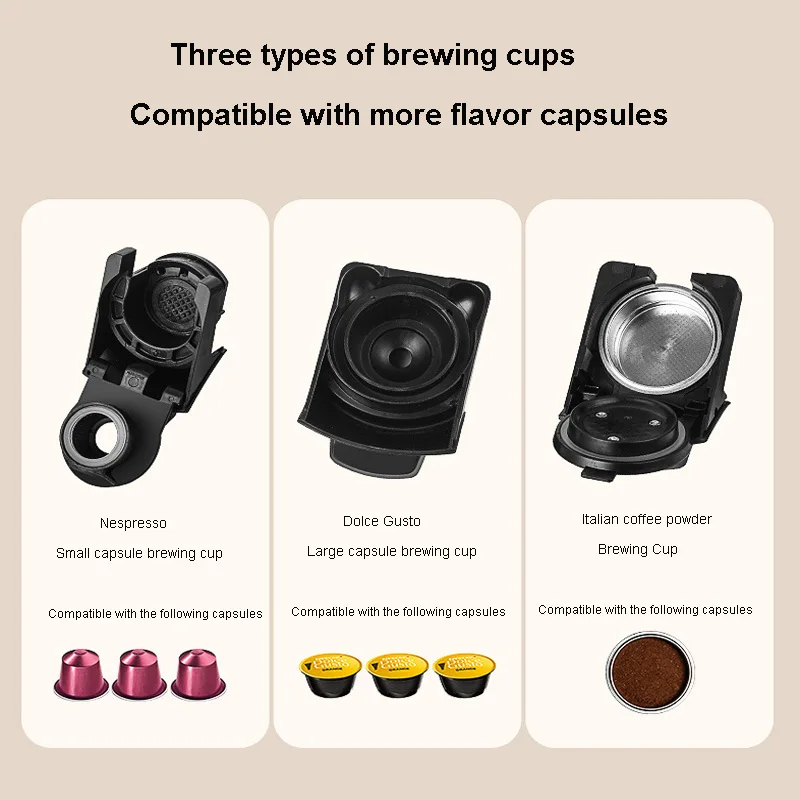 MultiFunction Italian Espresso Capsule Coffee Maker Small Big Cup Dual Use Easy Operation Auto Household American Coffee Machine 6