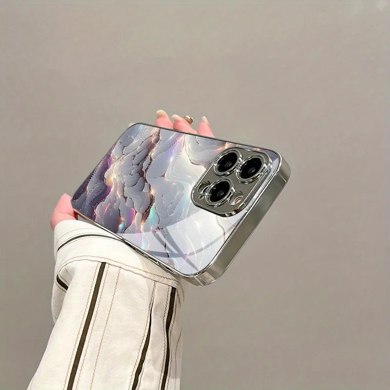 Vibrant Marble Electroplated Phone Case - Fashion-Forward Design