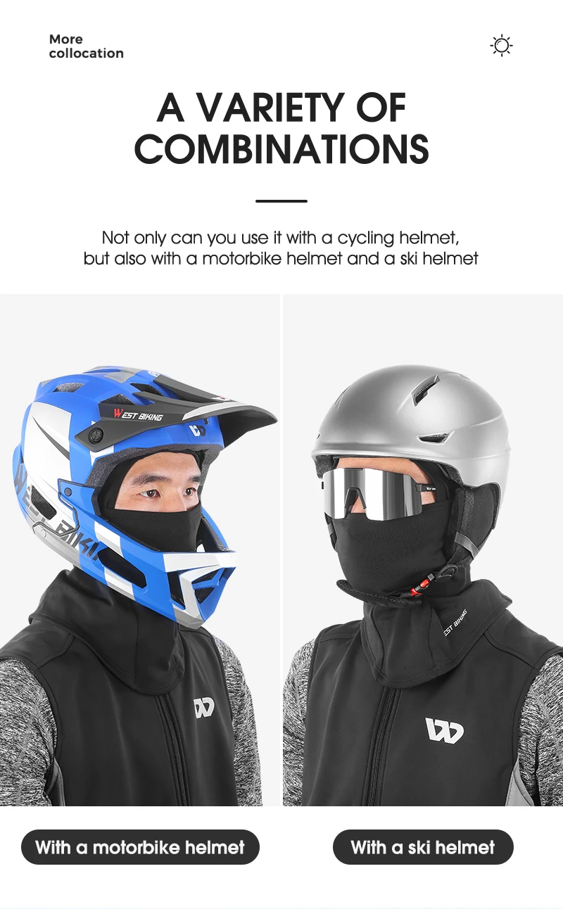 WEST BIKING Winter-Fleece-Sturmhaube, Vollgesichtsmaske, winddicht, thermisch, Unisex, Skifahren, Radfahren, Kopfbedeckung, Fahrradhelm, Liner, Sportausrüstung – Detail 24