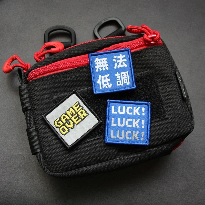 

Square Mini Morale Badges on Backpack Fabric Label Hook and Loop LUCK Bag Sticker DIY Cute Armband Patches for Clothing Decor