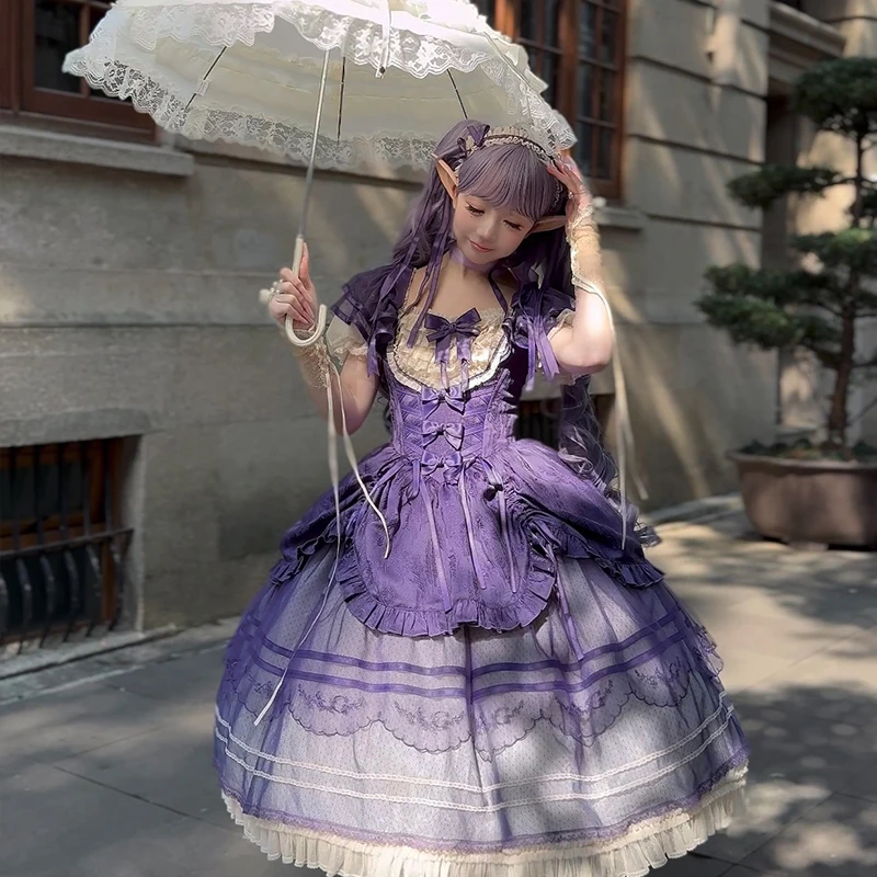 予約注文 クラシック ロリータ プランジ ネック コルセット ドレス
