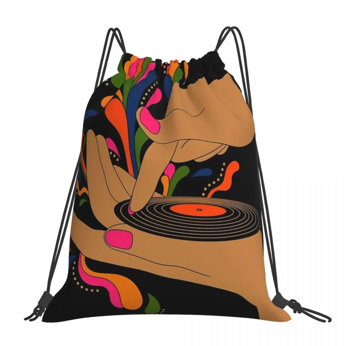 

Миниатюрные рюкзаки для проигрывателя записей, Модные Портативные Сумки на шнурке, спортивная сумка с карманами на шнурке, сумка для книг для мужчин и женщин, для школы