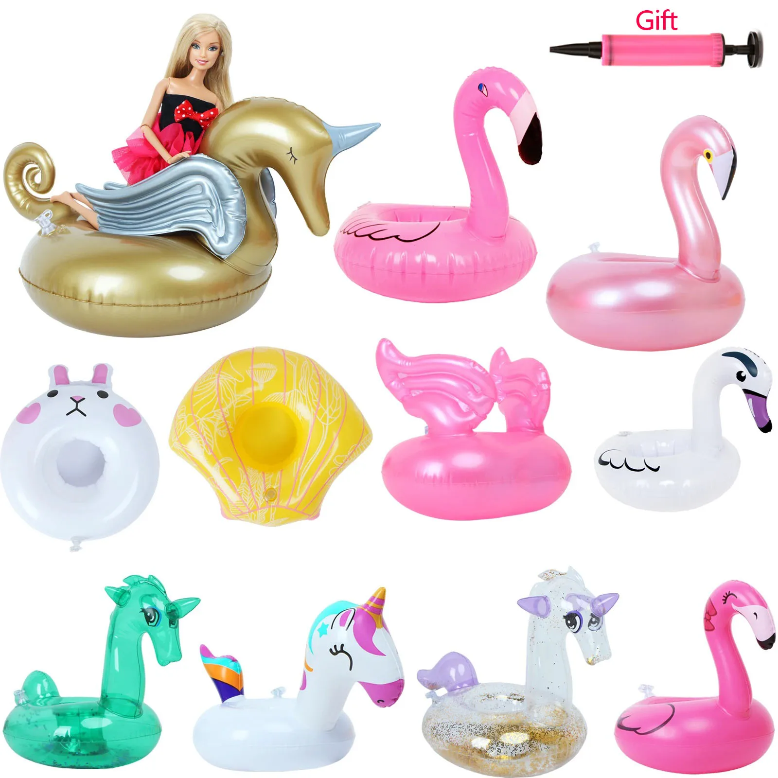 Doll Accessories Doll Barbies Swimming Ring Cute Cartoon Inflatable Lifebuoy for Barbies Doll Mixed Style Girl's Toy Our Generation
