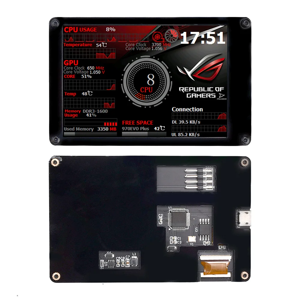 3.5 Inch IPS LCD Monitor Display USB Dynamic Display Sub-Screen Support vertical screen With Aluminum Case