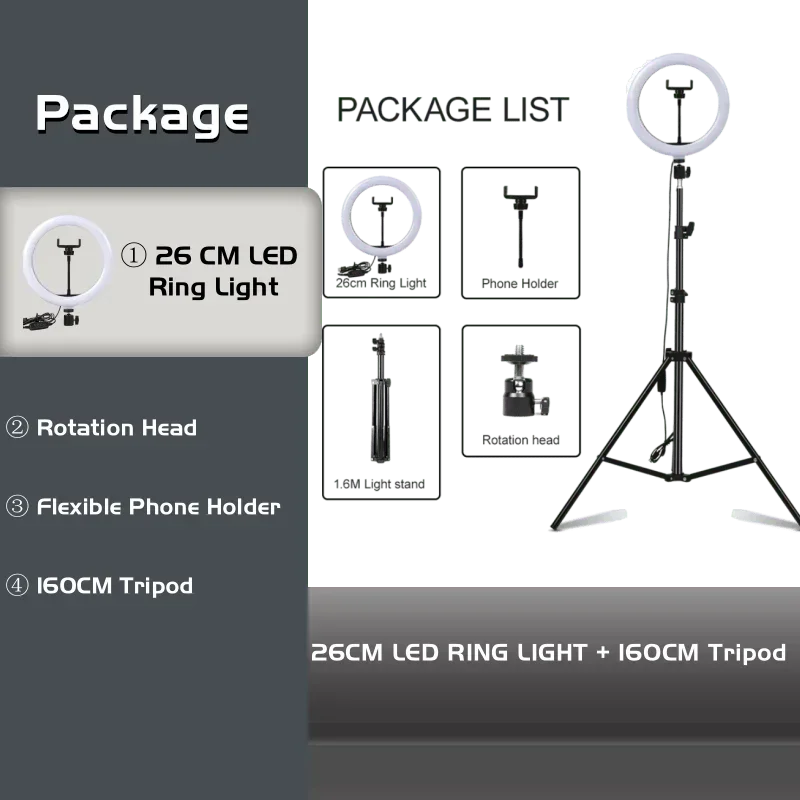 10” Dimmable LED Ring Light with Tripod – Selfie, Makeup, Studio Lighting 20 S4ac56d2ebaa64148aa884e917dfca5dew