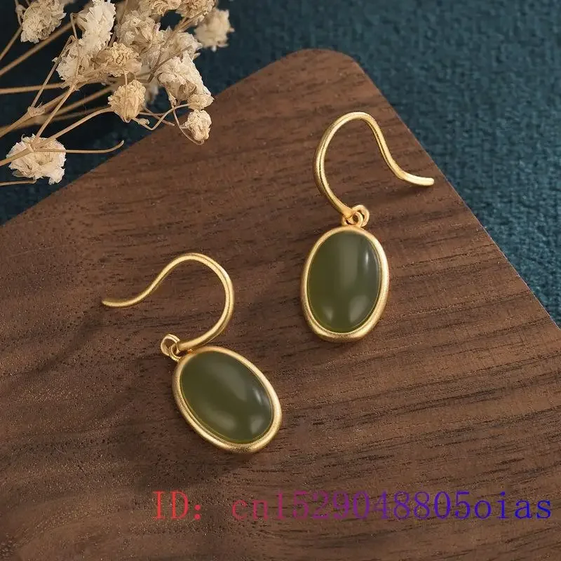 

Green Jade Water drop Earrings Fashion Chalcedony Amulet 925 Silver Zircon Natural Charm Gemstone Women Gifts Crystal Jewelry